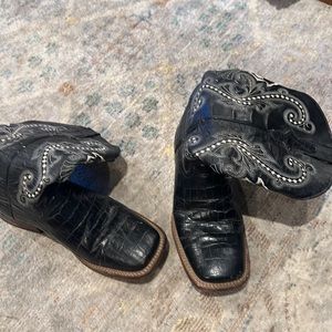 Ferrini Black Cream Stitching Western Boots